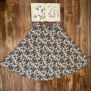 Vintage A-Line Tapestry Floral Midi Skirt